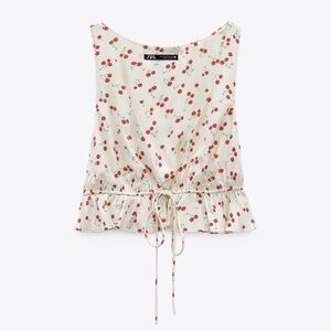 Zara Cherry Print Ruffled Tank
